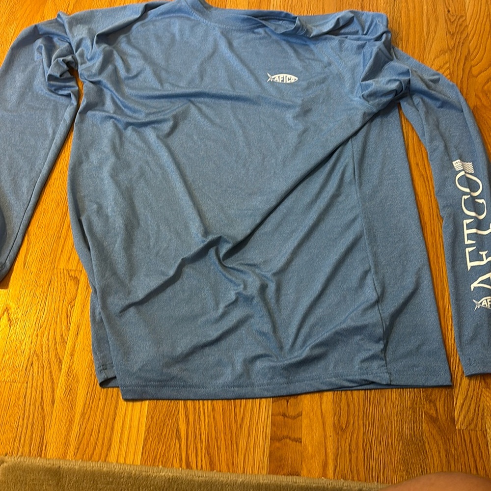 Blue Aftco fishing shirt